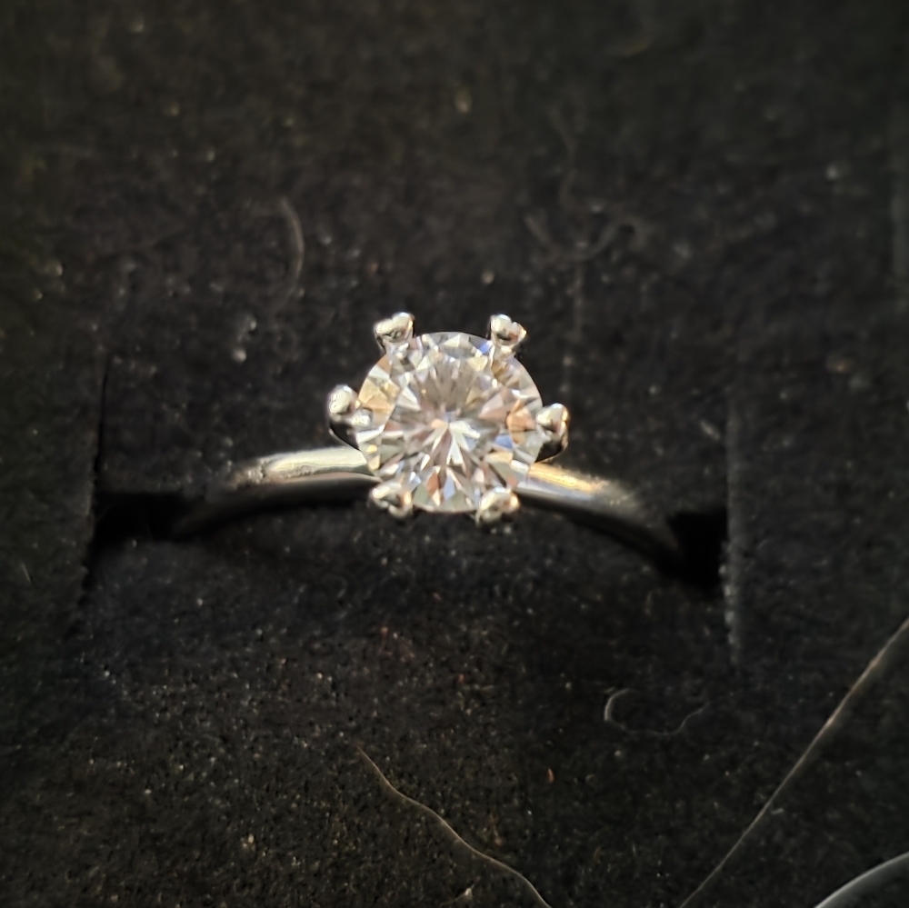 Moissanite 1ct Round Solitaire Ring 925 Sterling Silver Size 8